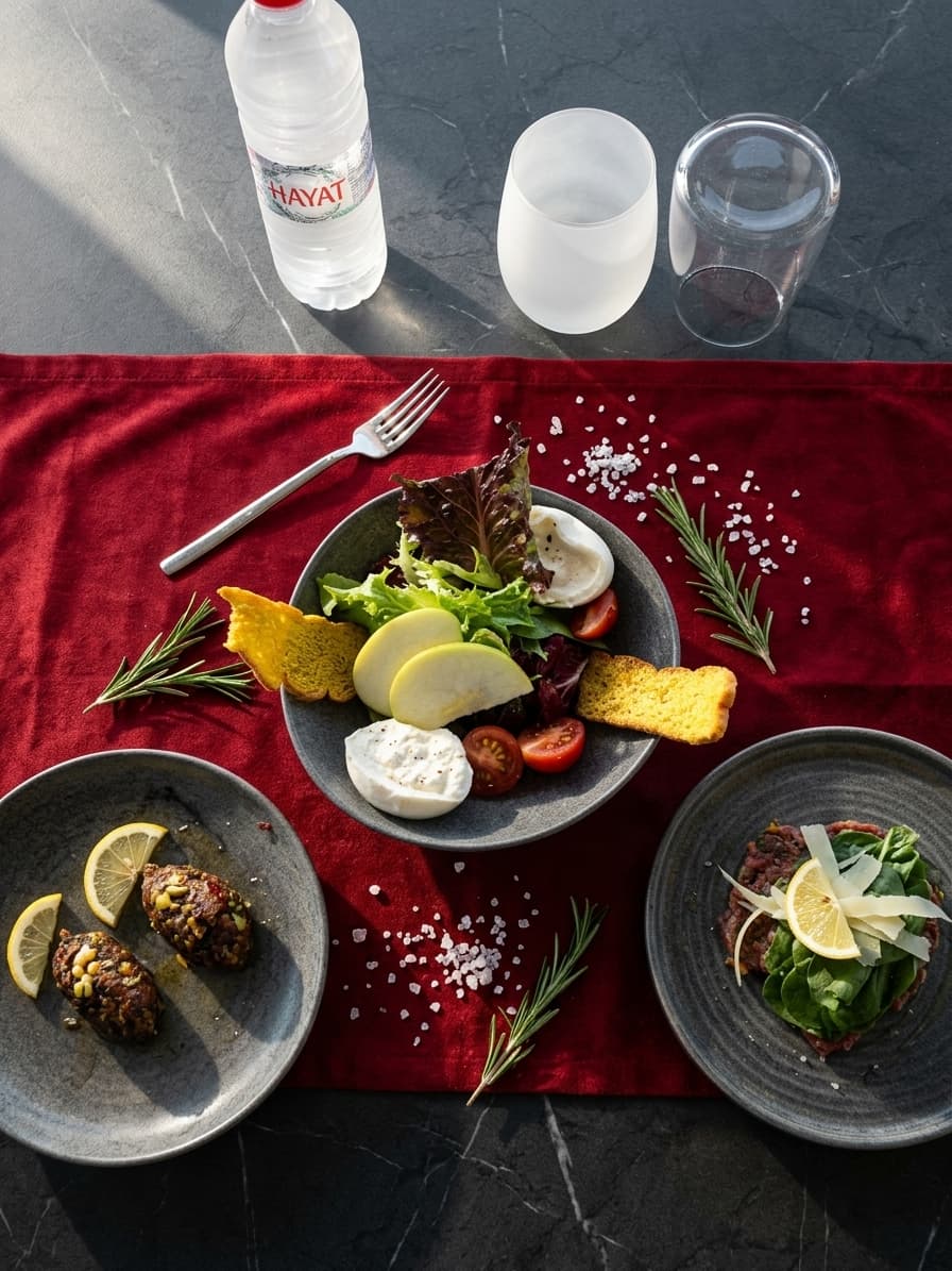 Burrata salatasının açık havada servisi