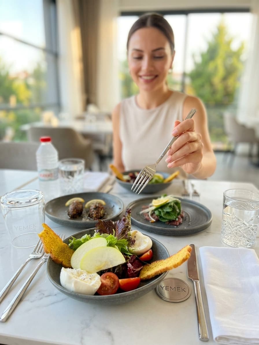 Burrata salatasının yakın çekim detayı